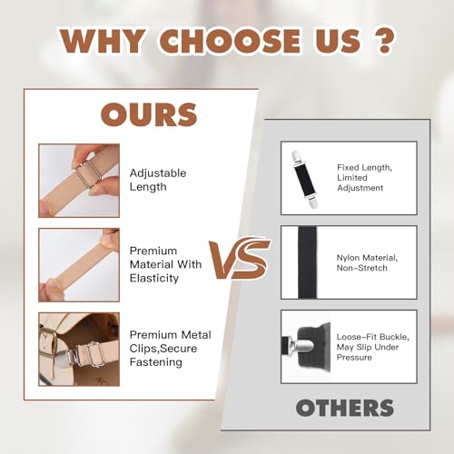 5 Pairs Adjustable Elastic Shoe Straps, Pant Stirrups Clips & Boot Clips, Removable Anti-Loose Heel Ankle Belts for Sandals, Mules, Clogs, Suede & Cork Platform Slippers