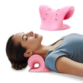 Neck Stretcher with Magnetic Therapy Acupressure for Pain Relief, Neck and Shoulder Relaxer, Chiropractic Pillow, Restore Neck Curve (Pink) - color: Pink
