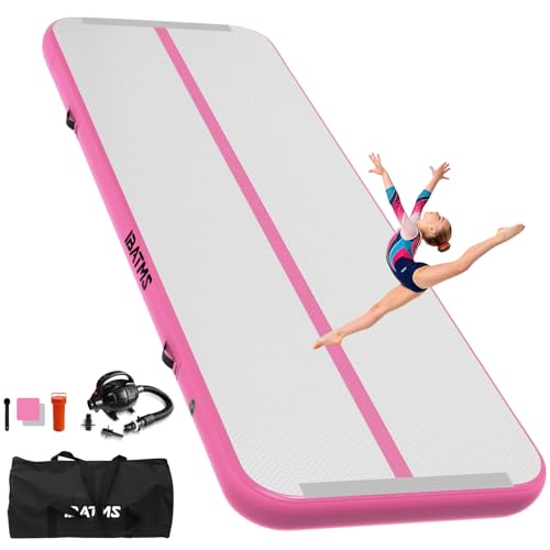 IBATMS Inflatable Gymnastics Mat 10/13/16/20ft, Air Tumbling Mat Track - color: Pink, size: 10ft(3x0.9x0.1m)