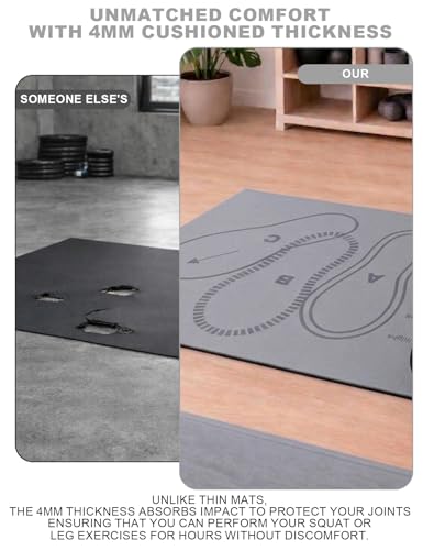 Non-Slip Squat Mat with Foot Position for Women – Ultimate 30" x 13.8" Large Squat Target Pad, 4mm Cushioning for Unmatched Comfort, No Odor & Injury Prevention – Perfect for Home & Gym Workouts - color: Grey