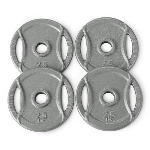 Amazon Basics 1-Inch Grip Weight Plates, Cast Iron, Strength Training, Home Gym - size: 2.5 lb, 4pc, 1"