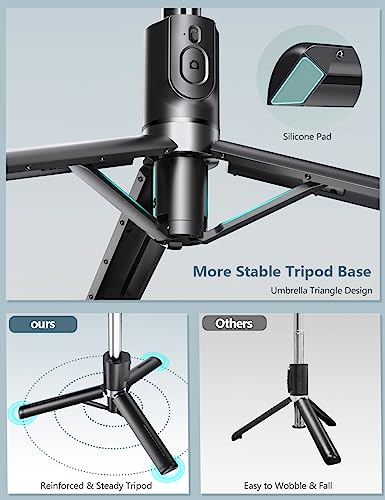 Selfie Stick Tripod with Light, 45'' Phone Tripod with Wireless Remote | Portable Travel Phone Tripod, Compatible with iPhone 16/15 Pro Max/15/14 Pro/14/13, Samsung S22/ S23 Ultra/Android Smartphone - color: Black - 45" Standard Height