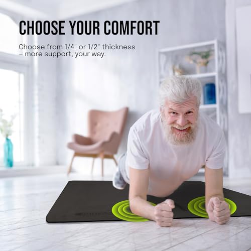 Gogokiwi Large Yoga Mat (6'x4') – 1/4" & 1/2" Thick Exercise Mats for Home Workout, Extra Wide Workout Mats for Home Gym, Yoga, Pilates, Stretching, Floor & More - color: Just Black, size: Standard (1/4 Inch Thick)