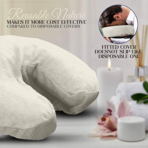 London Linens Pack of 10, Premium Extra Thick 100% Cotton Flannel Massage Tables Face Cradle Covers Cozies Fitted - Includes 10 pcs (Natural) - color: Natural, size: 10