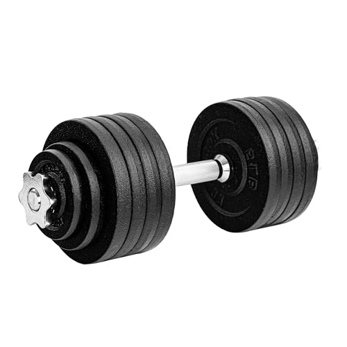 Yes4All Old School Adjustable Dumbbell Set with Weight Plates, Star Lock Collars/Connector, 40lbs to 200lbs Adjustable Weight Plates Set - color: G. 52.5LB Dumbbell Single - Black