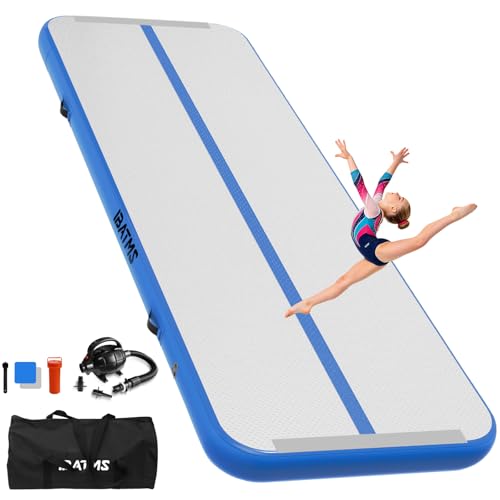 IBATMS Inflatable Gymnastics Mat 10/13/16/20ft, Air Tumbling Mat Track - color: Light blue, size: 10ft(3x0.9x0.1m)