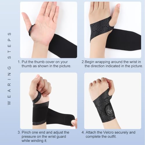 2 Pack Wrist Support Brace for Carpal Tunnel Pain Relief, Ulnar Wrist wraps for Tear, Repetitive Wrist Use Injury, Ultra Thin Soft Elastic Seamless Printing Design Fit Left or Right Hand, Small and Medium Hands Sizes