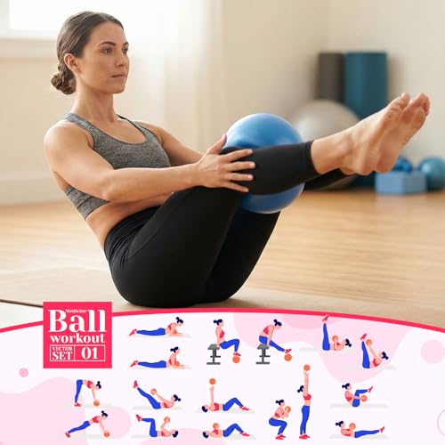 4 Pcs Small Exercise Pilates Ball Bulk 9 Inch Mini Yoga Balls Anti Burst and Slip for Stability, Fitness, Physical Therapy, Stretching & Core Workout at Home Gym Office Class - color: Solid Blue