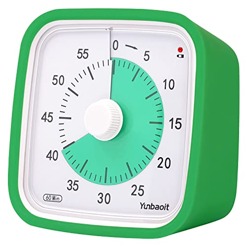 Yunbaoit Visual Timer, Silent 60-min Countdown Timer for Kids, Green Green | Protective Case, Time Management Tool, Mute and Ringing Alarm Available, Low Power Reminder, for Study,Game,Work,Fitness etc - color: Dark Green