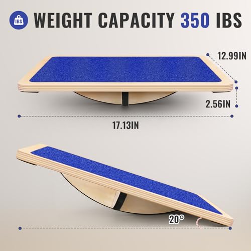 Balance Board Professional Wobble Board for Adults Anti-Slip 350LBS Balance Boards for Physical Therapy Standing Desk Core Strength Wooden Balance Board Rocker Board - color: Blue 360° Balance Board