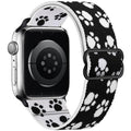 Stretchy Nylon Loop Bands Compatible with Apple Watch 38mm 40mm 41mm 42mm 44mm 49mm 46mm Adjustable Soft Elastics Strap Compatible with Apple Watch SE Ultra iWatch Series 10/9/8/7/6/5/4/3/2/1 Women Men - color: 1-Black Paw, size: 42mm(Series 3)/44mm/45mm/