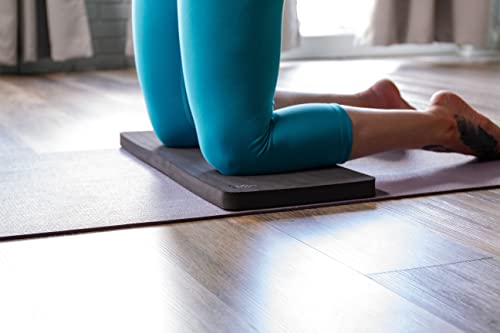 SukhaMat Firm Support Yoga Exercise Knee Pad - Extra-Firm Cushioning, 1" Thick TPE, Ideal for Knees/Elbows/Wrists, Pain Relief, Durable Non-Slip Mat for Exercises - color: Black