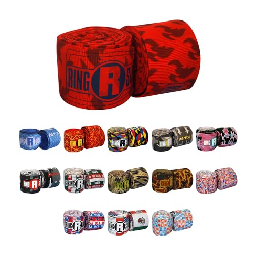 Ringside Apex 180” Boxing Hand Wraps Pair - Durable, Elastic Training Wraps with Hook & Loop Closure, Multi-Color Options, Perfect for MMA, Muay Thai, Kickboxing - color: Fire