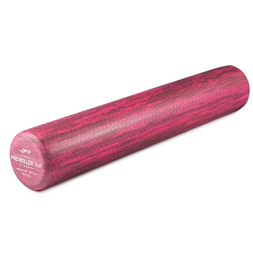 OPTP PRO-Roller Soft Density Foam Roller – Round, Pink, 36" x 6" | Low density soft foam roller for physical therapy, Pilates, yoga foam roll exercises & muscle recovery, pink 36" x 6" - color: Pink 36" X 6"