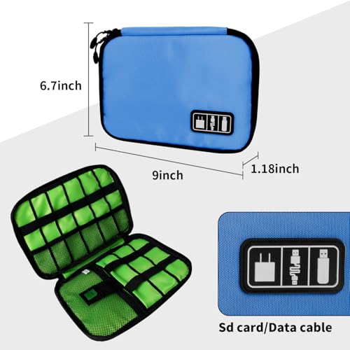 Lcsmaokin Electronics Travel Organizer,Portable Waterproof Electronic Travel Storage Bag for Small Charging Cord Storage,Charger,SD Card etc,for Travel,Business- Blue Green - color: C-Blue-Green, size: Single Layer