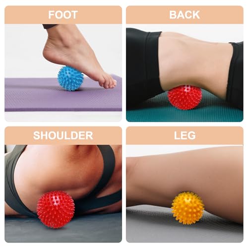 Spiky Massage Balls- 3PCS (Firm, Medium and Soft) Muscle Massager Ball for Feet, Back, Neck, Muscles, Hands Massager Roller for Plantar Fasciitis, Foot Arch Trainer, Exercise, Physical Therapy - color: 3color