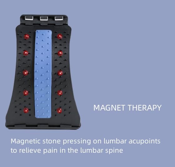 Lumbar Arc Shaped Traction Massager, Household Magnetic Therapy Back/Cervical/Lumbar Stretch Corrector, Back Relaxation&Pain Relief (Color : Black+Purple, Size : 38.5 * 16.8cm)