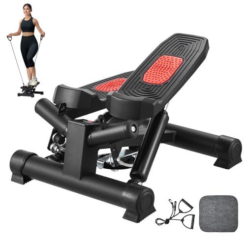 VEVOR Stair Stepper, Mini Stepper for Exercise at Home, Hydraulic Fitness Stepper with Resistance Bands, Full Body Workout Cardio Equipment, Stair Climber - style: Adjustable Twisting Stepper