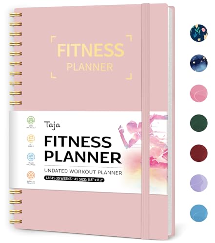 Fitness Workout Journal for Women & Men, A5(5.5" x 8.2") Workout Log Book Planner for Tracking, Progress, and Achieving Your Wellness Goals-Pink - color: b.Pink