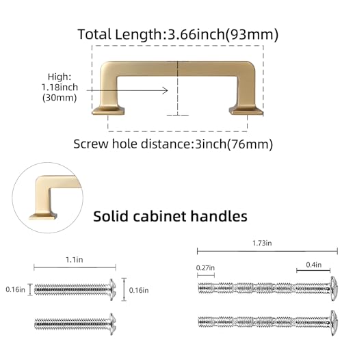 10 Pack 3 inch(76mm) Champagne Bronze Kitchen Cabinet Handles Cabinet Pulls Gold Drawer Pulls Kitchen Cabinet Hardware Dresser Handles - color: Champagne Bronze, size: 3" Hole Center（76mm）