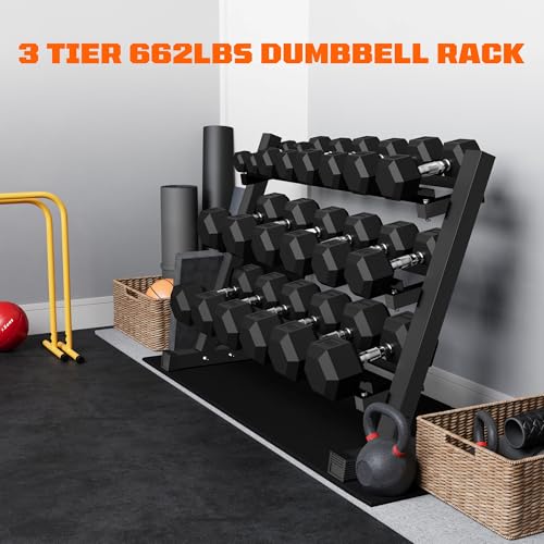 Dumbbell Sets with Rack, Rubber Hex Dumbbells, 160/220/280/360/450/550LBS, Hand Weights with Chrome Handle for Strength Training - color: 450lbs with Rack Pro