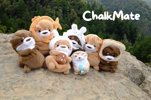 Rock Climbing Chalk Bag – Cute Plush Chalk Bag for Bouldering, Gym, Indoor & Outdoor Climbing – Drawstring Closure, Adjustable Waist Belt – Fun Character Design for Climbers - color: Dark Otter Bread