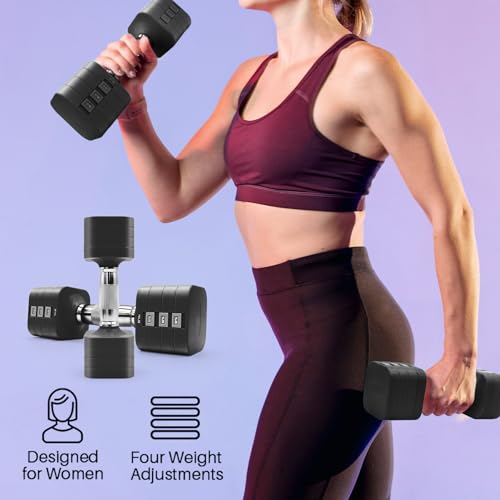 20LBS Adjustable Dumbbell Set, 4 in 1 Free Weights Dumbbells Set for,4lb 6lb 8lb 10lb, with Metal Non Slip Handle，Quick Change，Home Gym Strength Training Equipment for Men and Women - color: Black