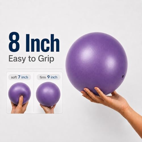CIZEBO 6" Pilates Ball, Small Exercise Ball & Air Pump Yoga Core (8" Opt) - color: Purple, size: 8 inch
