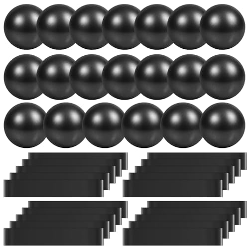 40 Pcs 9 Inch Bulk Pilates Balls Resistance Bands Set 20 Mini Bulk Exercise Balls Yoga 20 Resistance Loop Exercise Bands for Stability Fitness Physical Strength Office Training Gym - color: Black