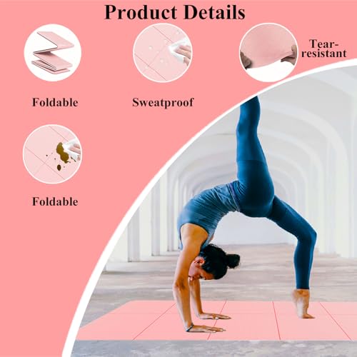 Yoga Mat for Travel, Non-Slip Yoga Mat, Exercise Mat 1/4" Thick Yoga Mat Foldable, Perfect for Pilates, Outdoor & Travel, TPE Anti-Slip Yoga Mat with Carry Bag - color: black