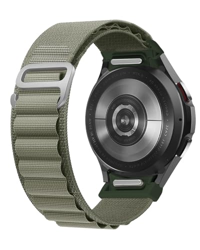 One Click Alpine Loop Bands Compatible with Samsung Galaxy Watch 7 Band/Galaxy Watch 6 4 5 FE Band 40mm 44mm/Watch 6 4 Classic 47mm 43mm 42mm 46mm/5 Pro 45mm, 20mm No Gap Nylon Sport Strap for Men - color: 8#Olive