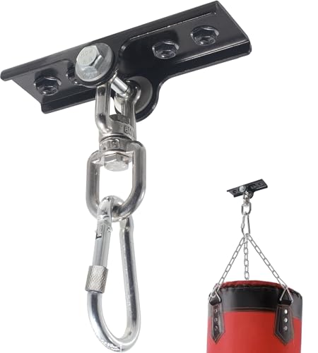 Heavy Duty Punching Bag Hanger with 360° Swivel, Reinforced Steel Heavy Bag Ceiling Mount Holds Up to 300 lbs, Punching Bag Mount for Boxing, MMA & Home Gym Training - color: Black 1 PCS