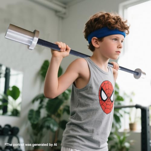 Kids Barbell 5LB Mini Barbell Bar 4ft for Beginner Women & Kids Weighted Bar, Compatible with 2-Inch Weight Plates, for Strength Training Gym Weight Lifting - color: Black&Silver