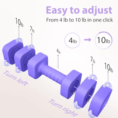 Adjustable Dumbbell Set of 2, 2.2-20LB Adjustable Weight Set, 3 in 1 Free Weights Dumbbells Set for women men at home, 2.2lb, 3.6lb, 5lb,10lb, 20lb, for Home, Office, Gym Exercise Training, Anti-slip Handle - color: Purple, size: 20LB(10LB Pair)