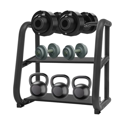 3-Tier Dumbbell Rack Metal Weight Storage Stand Holder Barbell Storage Racks for Dumbbells, Kettlebells, Multilevel Free Weight Organizer Stand for Home Gym
