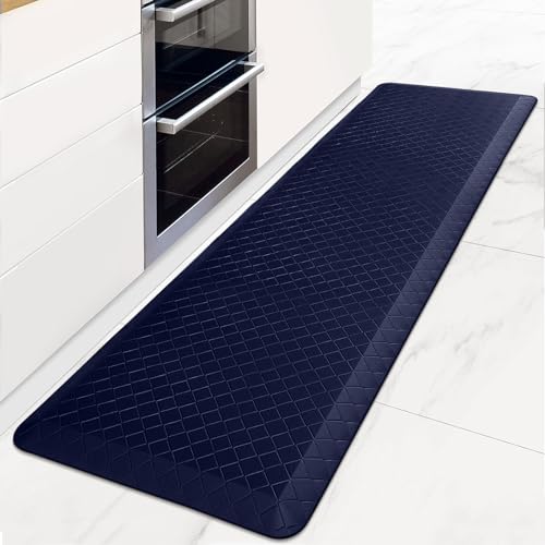 HappyTrends Kitchen Floor Mat - 4/5 Inch Thick Anti-Fatigue Kitchen Rug,Waterproof Non-Slip Kitchen Mats and Rugs Heavy Duty Ergonomic Comfort Rug for Kitchen,Office,Sink,Laundry,(22"x72", Blue) - color: Blue, size: 72"L x 22"W x 0.8"Th