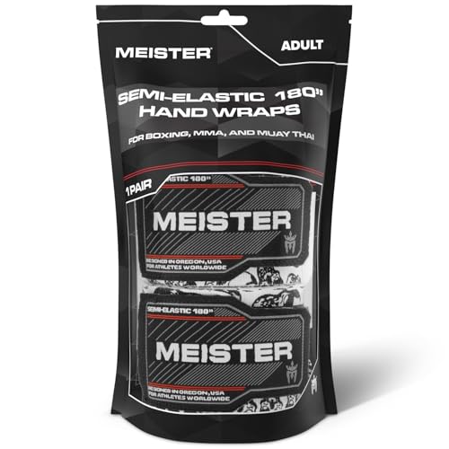 Meister Adult 180" Semi-Elastic Hand Wraps for MMA & Boxing (Pair) - color: Death Skulls