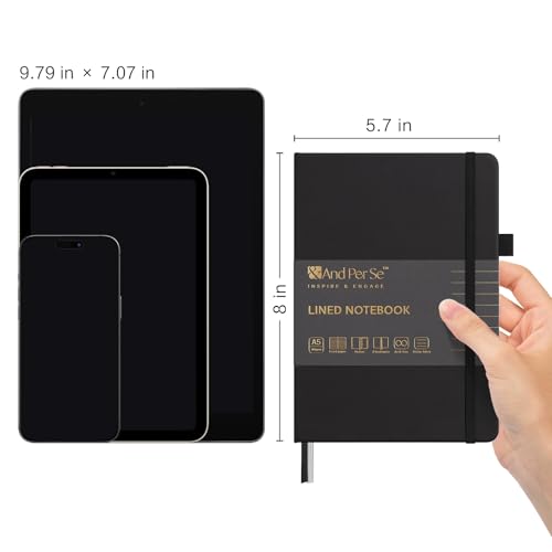 &And Per Se Lined Notebooks 3-Pack Gift Set, A5 Hardcover Journals, 160 Pages 100gsm Thick Paper, 3 Assorted Colors (Black, Blue, Green) - color: Black,Blue&Green, style: 3 Pack-Lined