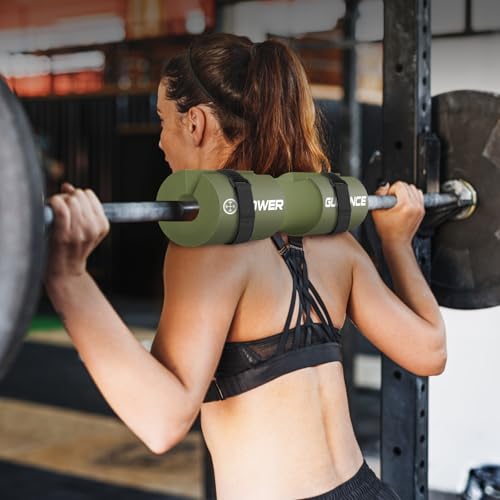POWER GUIDANCE Barbell Squat Pad - Neck & Shoulder Protective Pad - Great for Squats, Lunges, Hip Thrusts, Weight Lifting & More - Fit Standard and Olympic Bars Perfectly - color: Green
