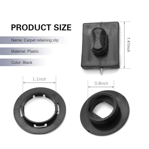 WZP 4PCS Car Carpet Fixing Clips, Plastic Interior Floor Mat Fasteners, Auto Carpet Retainers, Non-Slip Car Mat Fixation Clamps, Universal for Most Vehicles (Black)