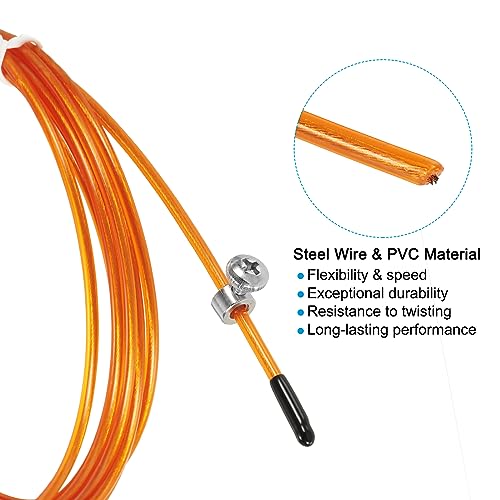 PATIKIL Speed Jump Rope Replacement Cable, Professional Skipping Rope Steel Wire Replace for High Speed Jump Ropes - color: Orange