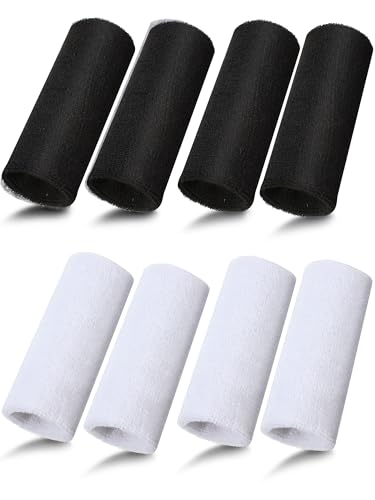 Sumind 8 Pieces 6 Inch Wrist Sweatband Sports Wristbands Tennis Elastic Athletic Wristband for Men and Women Wide Wrist Protection Band Long Size for Basketball Running - color: Black, White