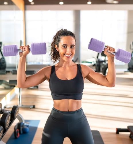 Adjustable Dumbbell Set of 2, 10LB 20LB 30LB Weight Set | Hand Weights for Women Men, Dumbbells for Home Gym Outdoor Exercise & Muscle Toning Weight Loss Rehab Strength Training - color: Purple, style: 30 lb, Pair-Chrome Handle
