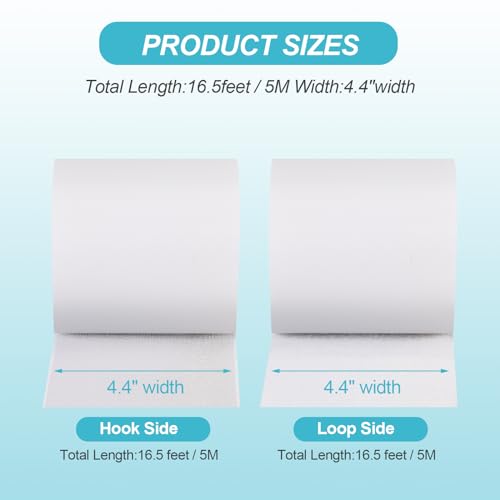 4.4''×16.5 Feet White Heavy Duty Hook and Loop Tape Adhesive, Keep Couch Cushions from Sliding or Blowing at Outdoor, No Punching Wall Mounting Picture Frames, Keep Your Carpet Rugs in Place - size: 4.4In x 16.5Ft, style: White