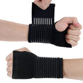 AOOWU Wrist Brace, 2 Pack Elastic Wrist Support with Strap, Wrist Compression Wrap Adjustable Wrist Strap Relieves Wrist Pain, Tendonitis, Sports Use for Men and Women, Right & Lef(Black) - color: Black