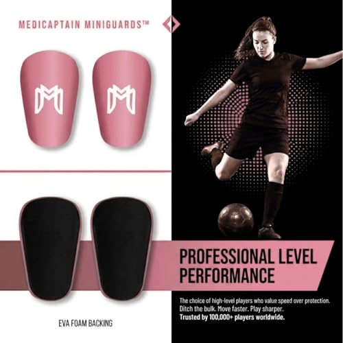 MediCaptain MiniGuards - Mini Shin Guards for Soccer Players - Tiny Shin Pads for Men, Women, Teens - Miniature Shin Guards 3.9 x 2.4 inch - Perfect for High Level Soccer Athletes - color: Pink