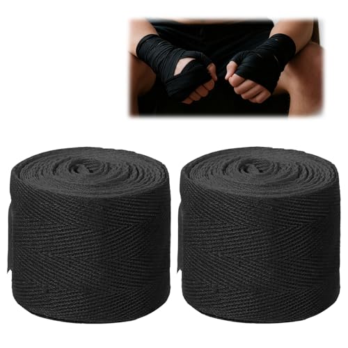 2Pack Kids Boxing Hand Wraps, Boxing Elastic Mexican Hand Wrap Elastic Wrist Compression Bandage Elastics Hands Wraps for MMA, Hands Protection for Boxings Gloves Under Mitts Wrist Protection, Black