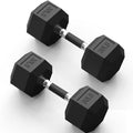 PAPABABE Hex Dumbbell Set 2.5-100lb, Rubber Grip Dumbbells, Home Gym | Complete & Durable Cast Iron Core Odorless Antiroll Hex Shape Ergonomic Versatile Home Gym Comfort Non-Slip Grip - size: 30 lb, Pair, style: Rubber Grip