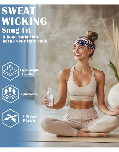 Headbands for Men & Women, Sweat Headband Non-Slip Sweatband Sports Running Cycling Yoga Basketball Workout Football Training - color: Flag Designs