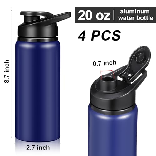 CHENGU Water Bottle Bulk 20 oz Aluminum Reusable Bottles Lightweight Snap Lid Water Cups Easy Carry Leak Proof Travel Tumbler for Gym Sports Camping Hiking Fishing - color: Blue
